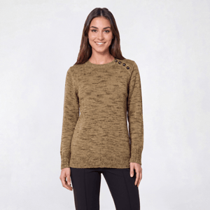 Womens Napa Valley Long Sleeve Solid Button Shoulder Sweater alternate view